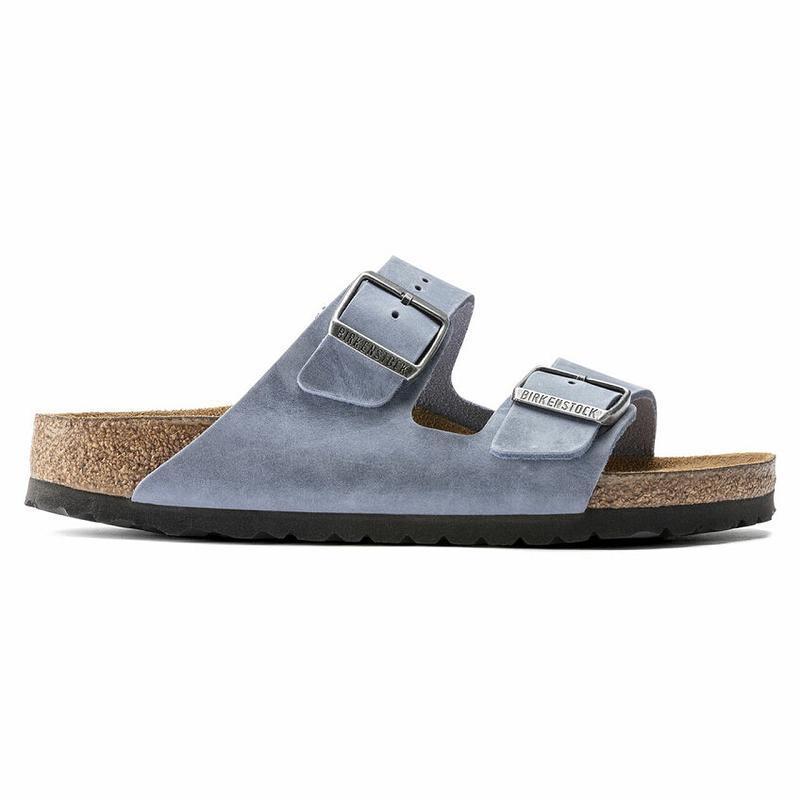 Birkenstock Soft Footbed Oiled Læder Arizona Dame Blå | DK 72LIS